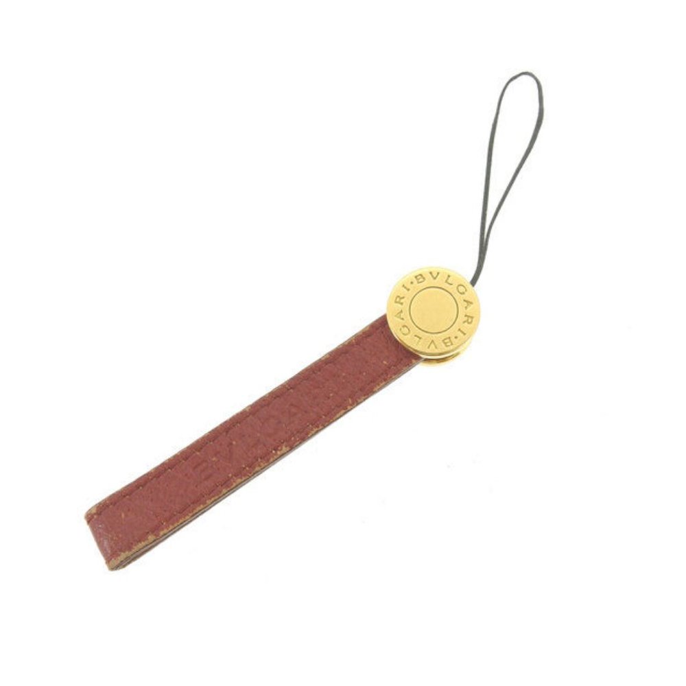 Bvlgari Cell phone strap Gold Brown Woman Authentic Used